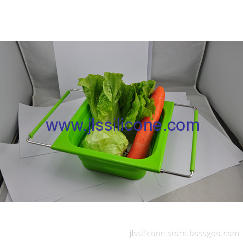 New Kitchenware Collapsible Silicone Basket With Stainless Steel Handle